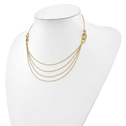 14K Gelbgold Vier Layer Kordel Halskette