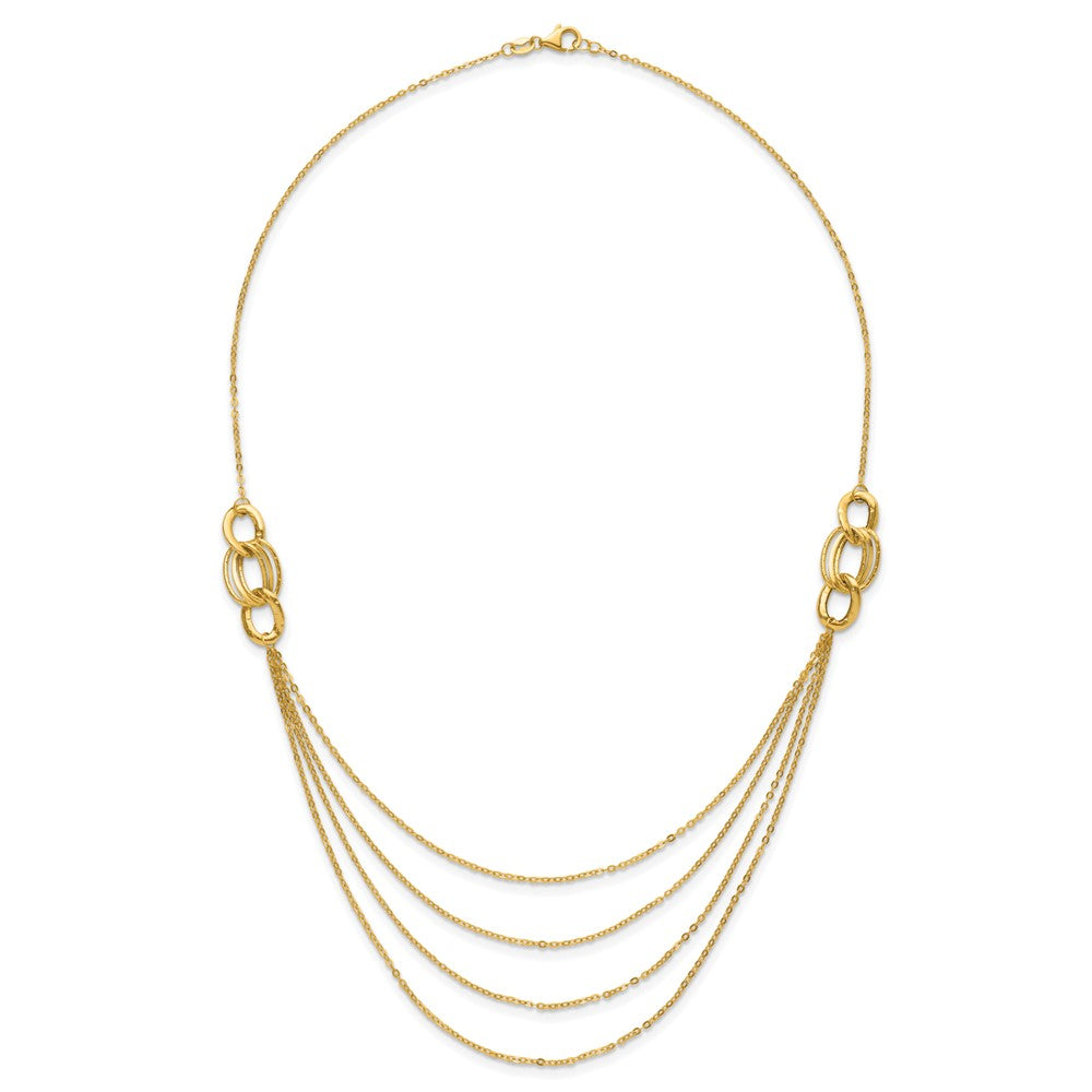 14K Gelbgold Vier Layer Kordel Halskette