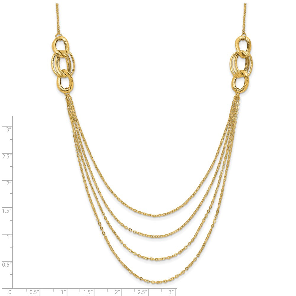 14K Gelbgold Vier Layer Kordel Halskette