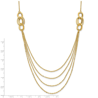14K Gelbgold Vier Layer Kordel Halskette