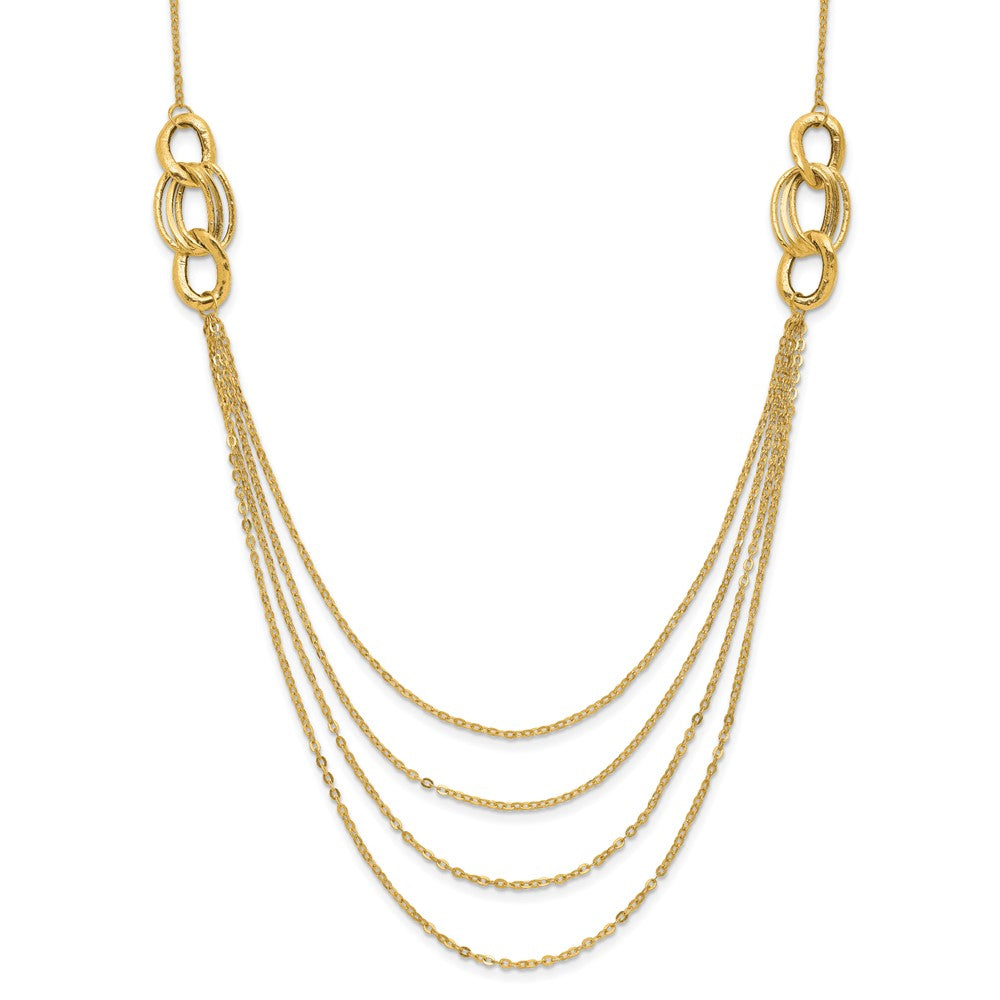 14K Gelbgold Vier Layer Kordel Halskette