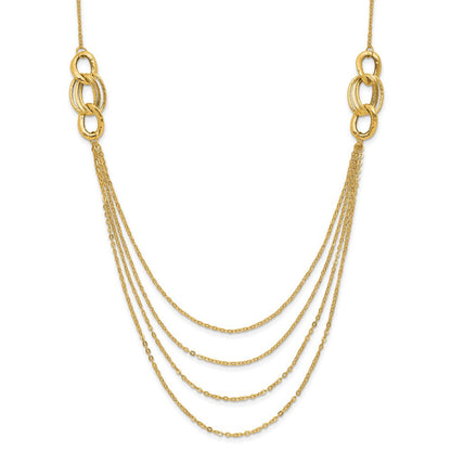 14K Gelbgold Vier Layer Kordel Halskette