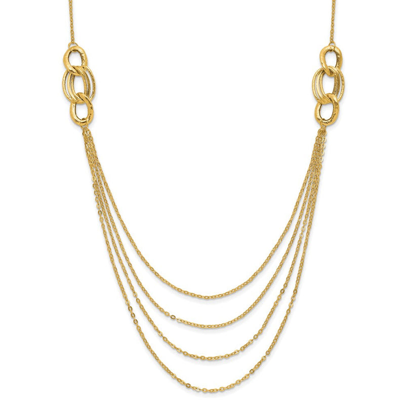 14K Gelbgold Vier Layer Kordel Halskette