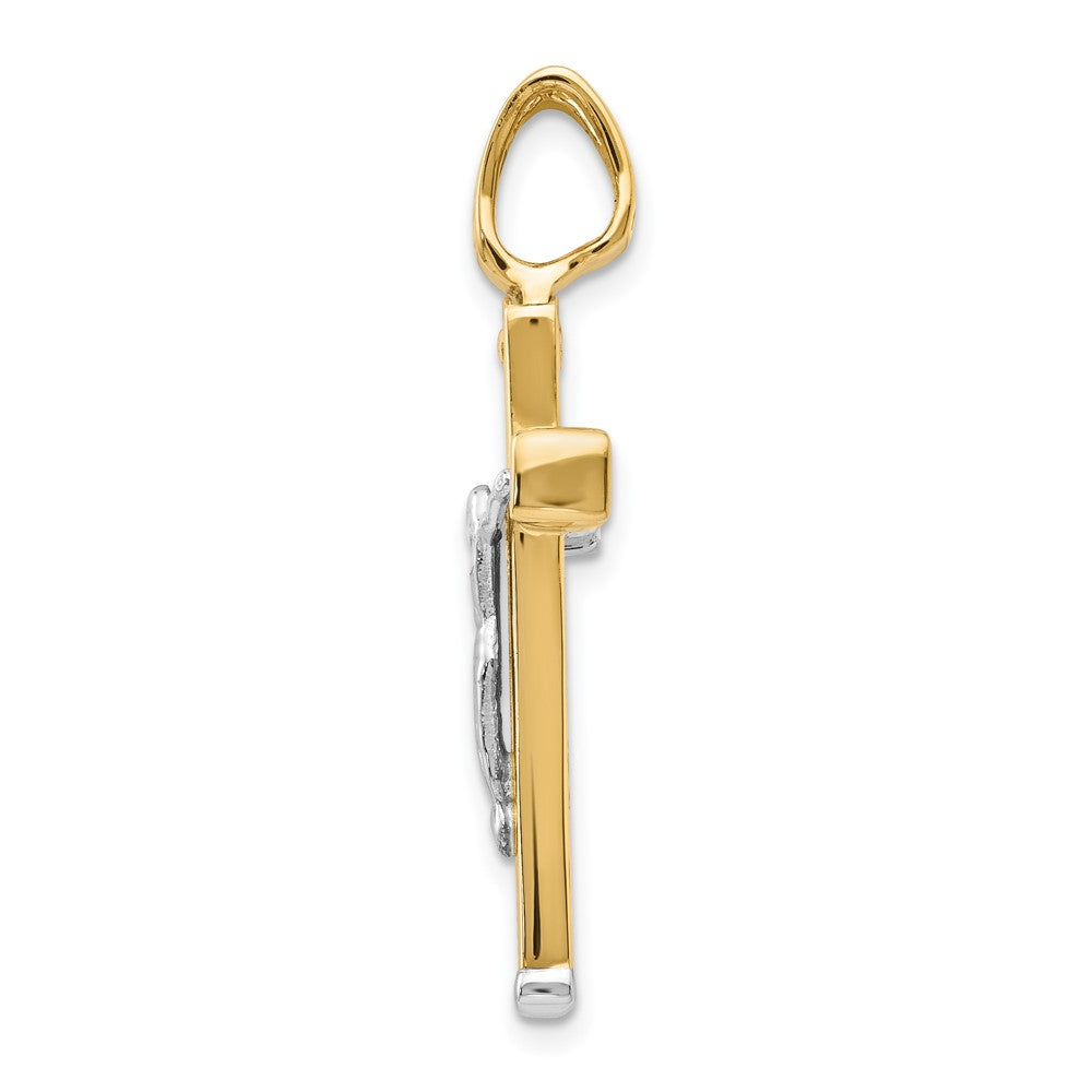 14K Bicolor Poliert Kruzifix Anhänger