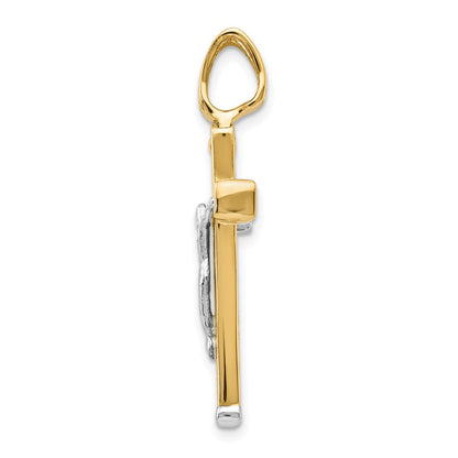 14K Bicolor Poliert Kruzifix Anhänger
