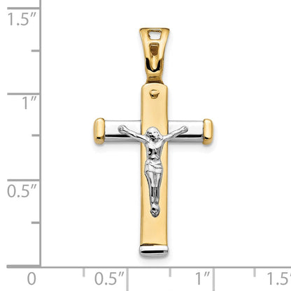 14K Bicolor Poliert Kruzifix Anhänger