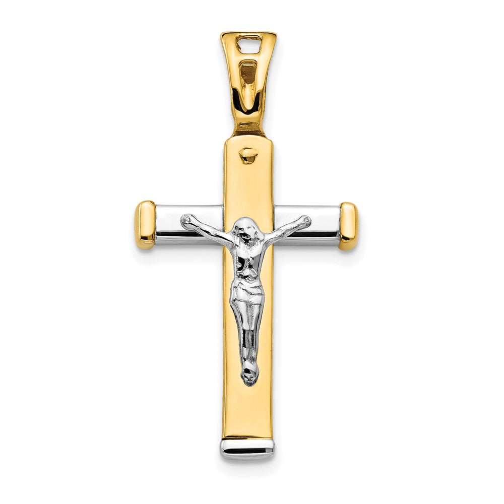 14K Bicolor Poliert Kruzifix Anhänger