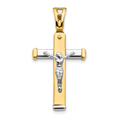 14K Bicolor Poliert Kruzifix Anhänger