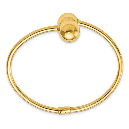 14K Gelbgold Poliert Bypass Perlen Klappbar Manschette Armreif