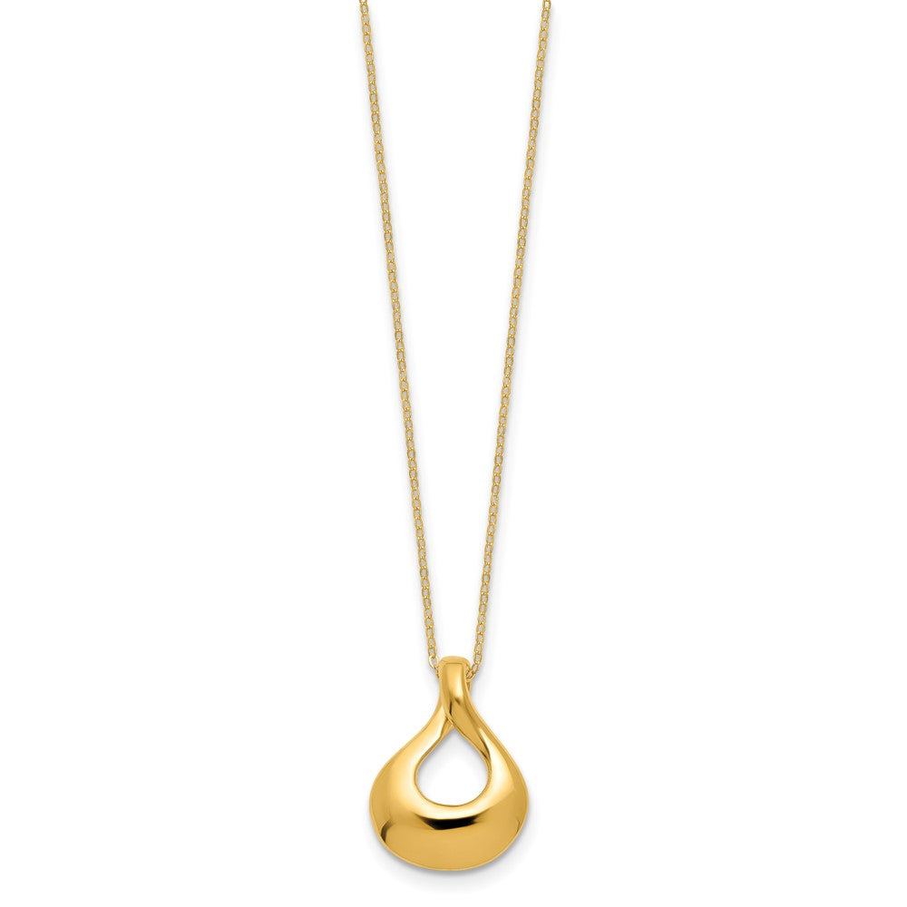 14K Gelbgold Poliert Tear Tropfen Halskette