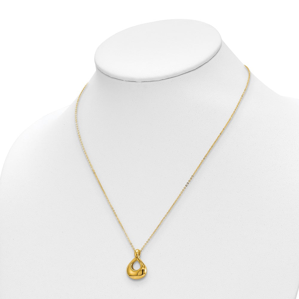 14K Gelbgold Poliert Tear Tropfen Halskette