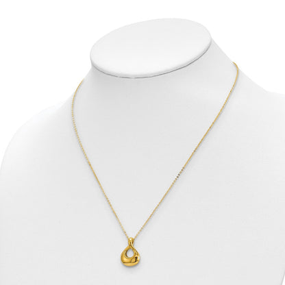 14K Gelbgold Poliert Tear Tropfen Halskette