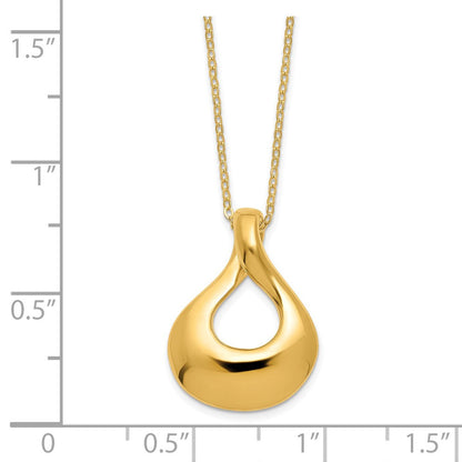 14K Gelbgold Poliert Tear Tropfen Halskette
