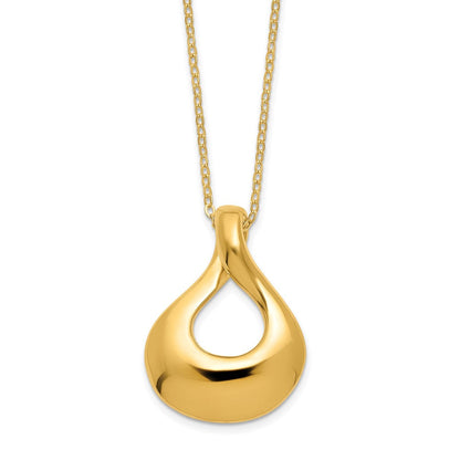 14K Gelbgold Poliert Tear Tropfen Halskette