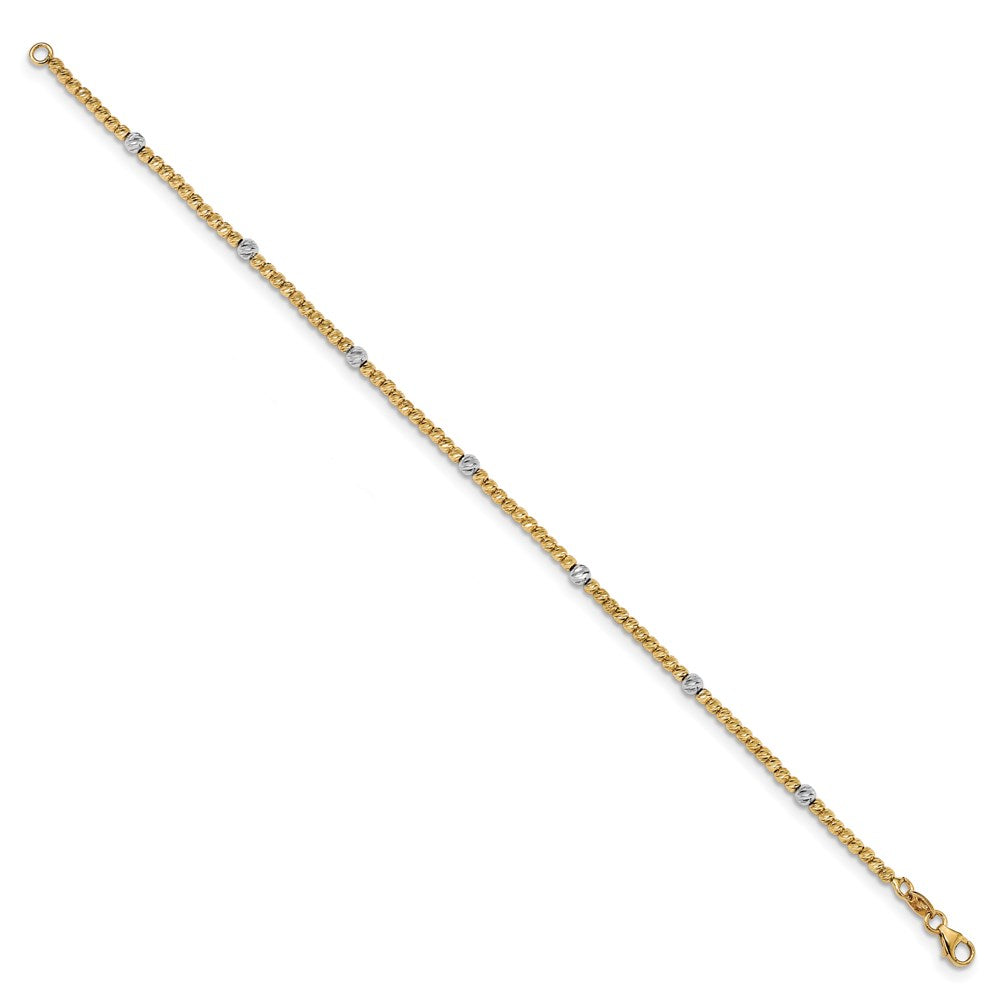 14K Bicolor Poliert Diamantiert Gekugelt Armband