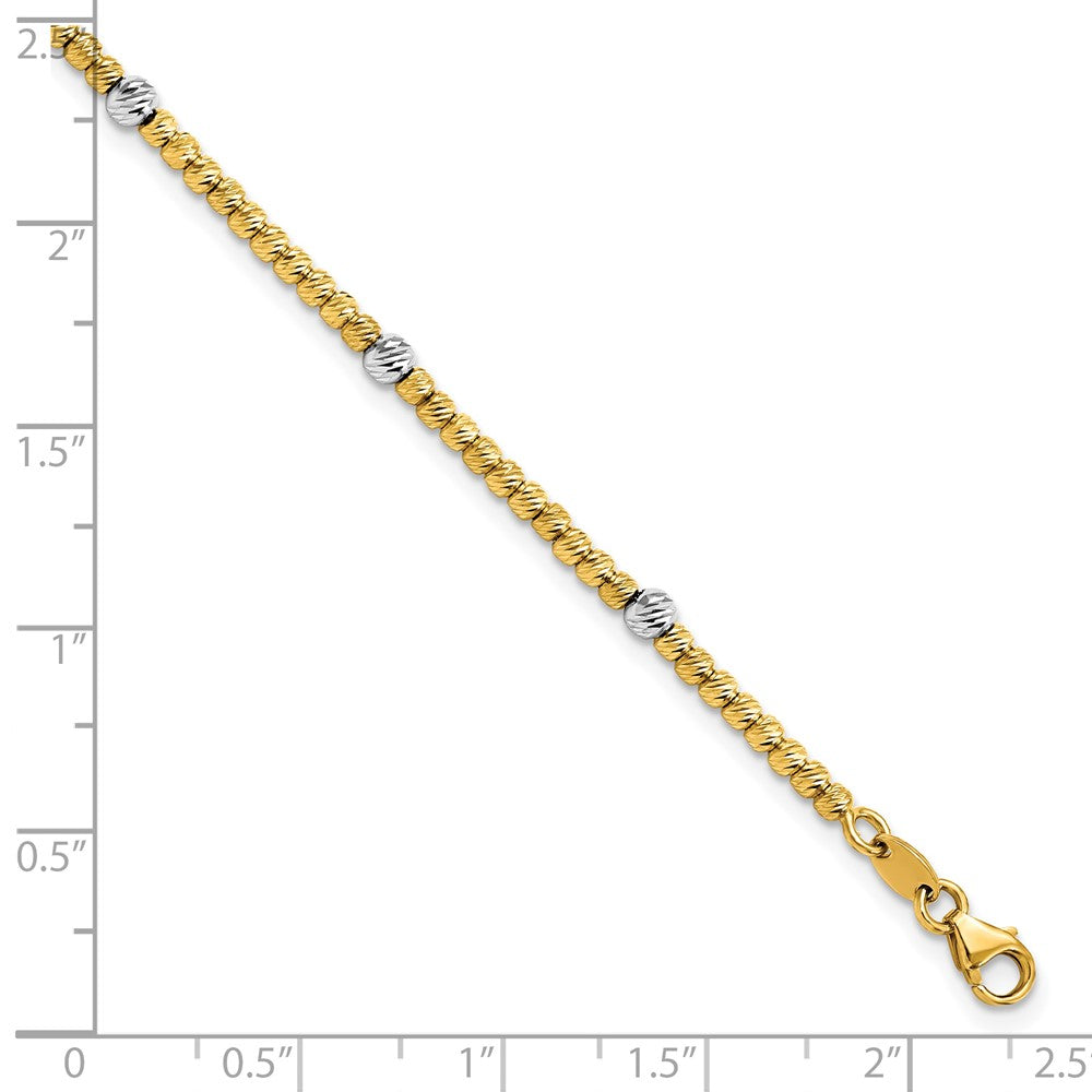 14K Bicolor Poliert Diamantiert Gekugelt Armband