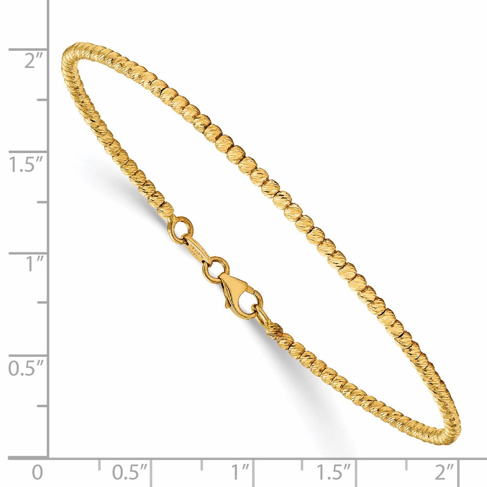 14K Gelbgold Poliert Diamantiert Gekugelt Armband