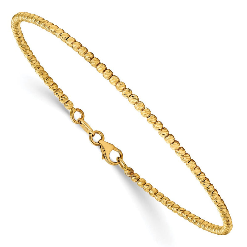 14K Gelbgold Poliert Diamantiert Gekugelt Armband