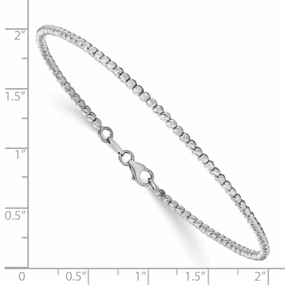14K Weißgold Poliert Diamantiert Gekugelt Armband
