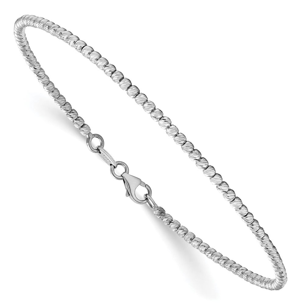 14K Weißgold Poliert Diamantiert Gekugelt Armband
