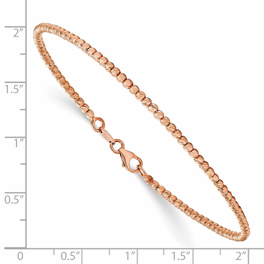 14K Roségold Poliert Diamantiert Gekugelt Armband
