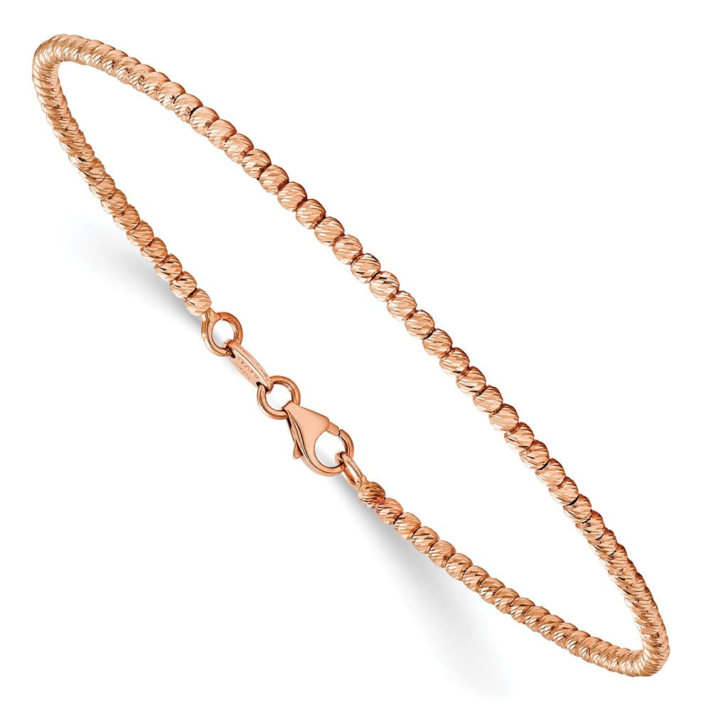 14K Roségold Poliert Diamantiert Gekugelt Armband