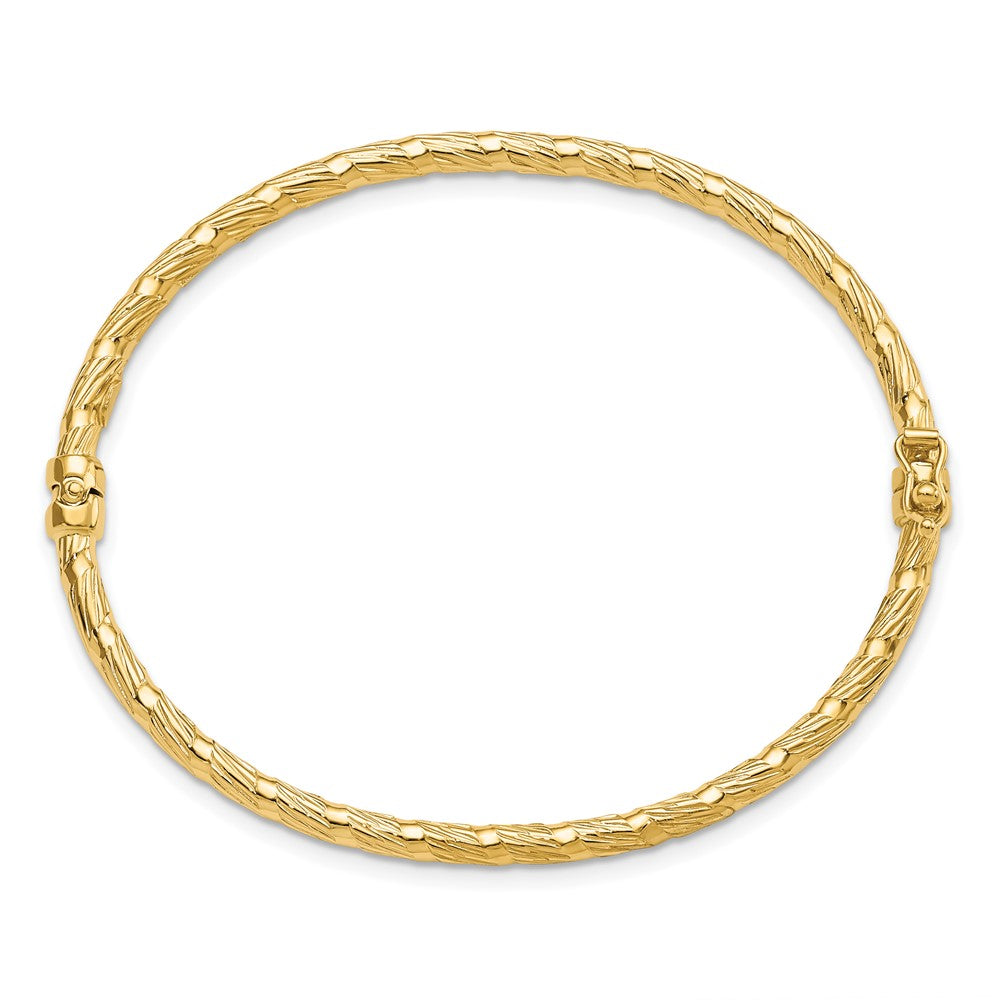 14K Gelbgold Poliert und Strukturiert Klappbar Armreif