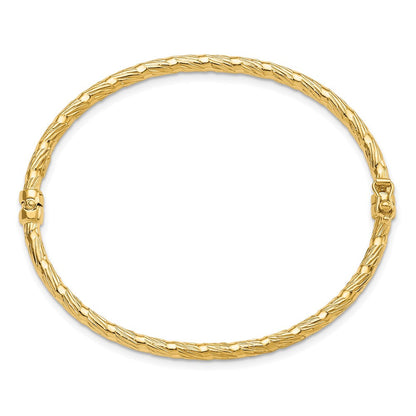 14K Gelbgold Poliert und Strukturiert Klappbar Armreif