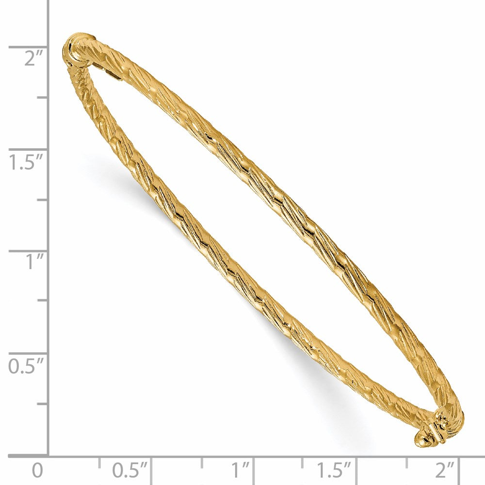 14K Gelbgold Poliert und Strukturiert Klappbar Armreif