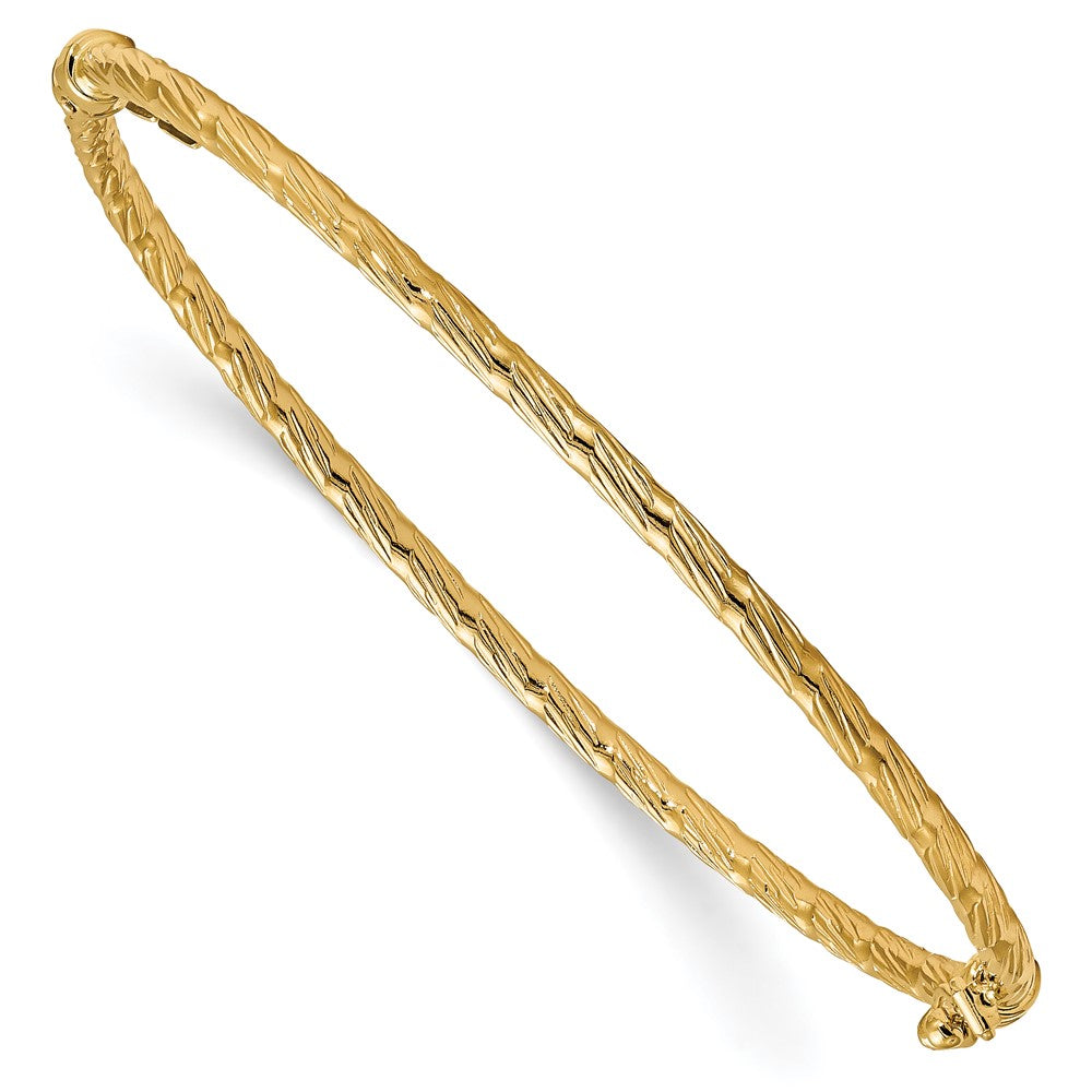 14K Gelbgold Poliert und Strukturiert Klappbar Armreif
