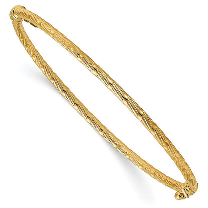 14K Gelbgold Poliert und Strukturiert Klappbar Armreif