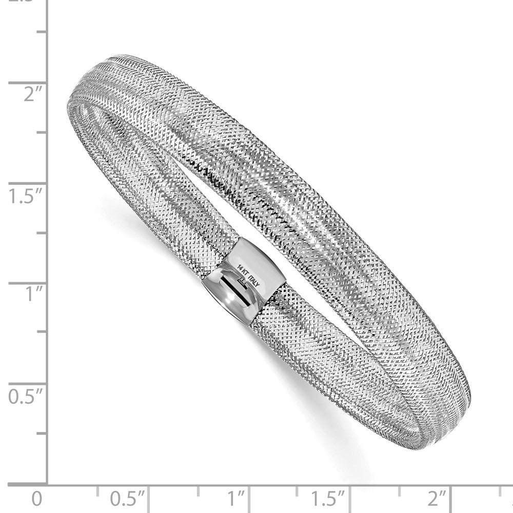 14K Gelb & Rhodium mit Weiß Beschichtung Poliert Netz Dehnbar Armband