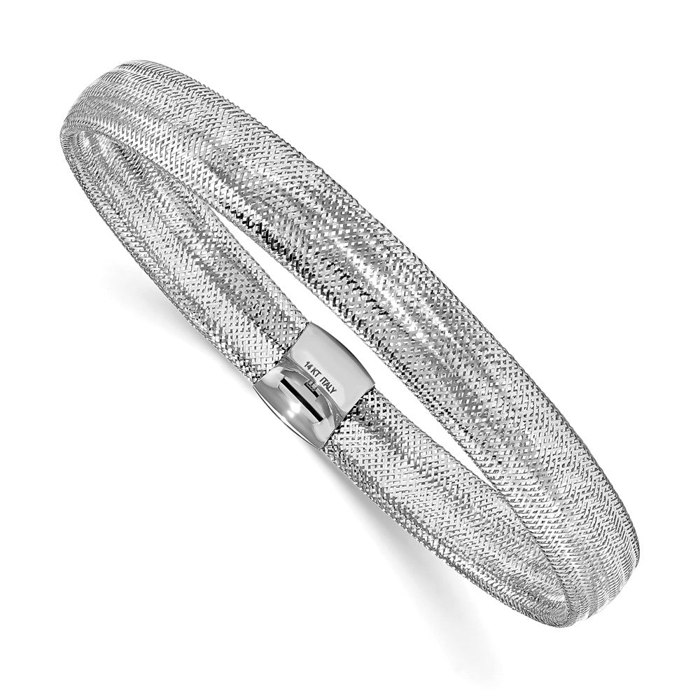 14K Gelb & Rhodium mit Weiß Beschichtung Poliert Netz Dehnbar Armband