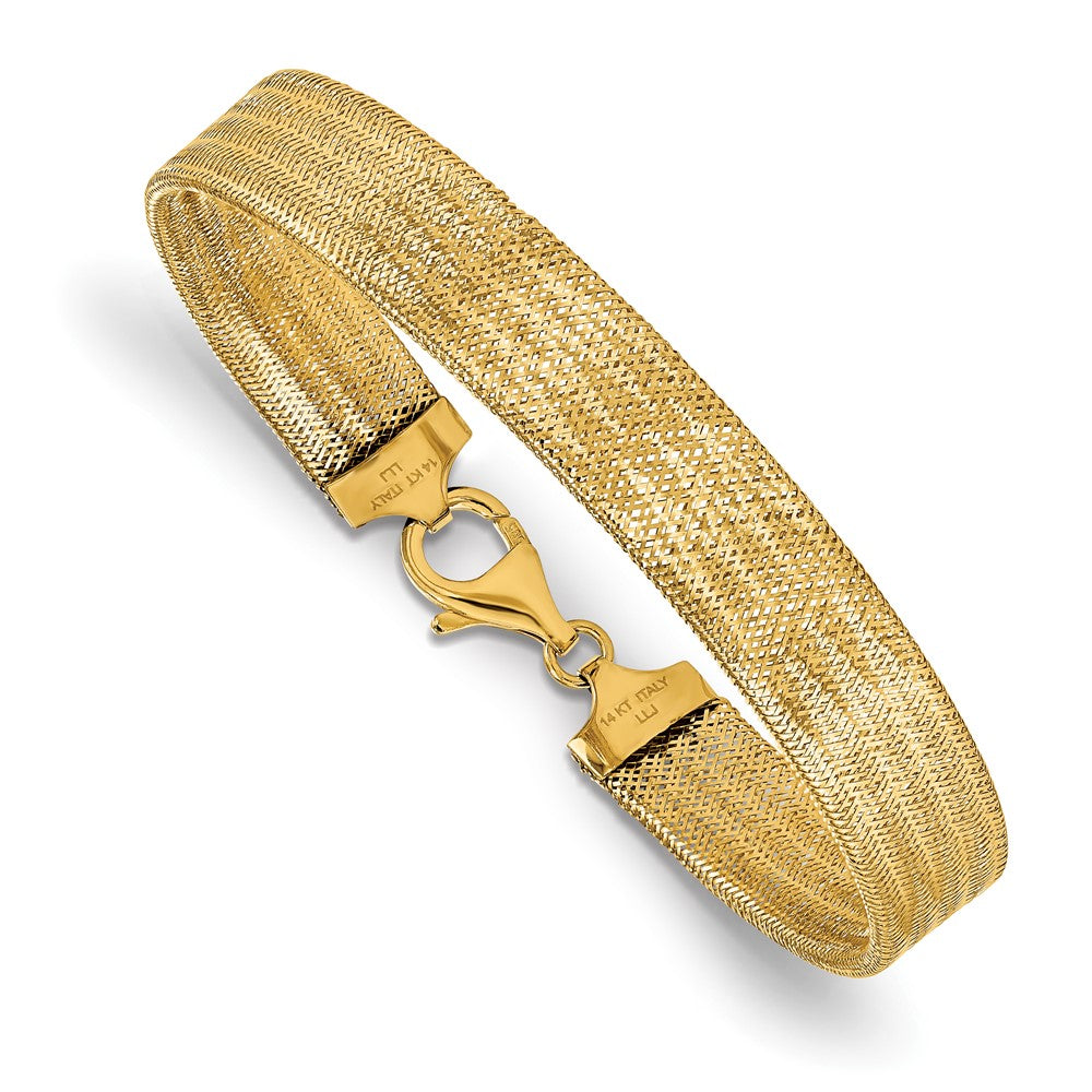 7.25 Zoll 14K Poliert Netz Armband