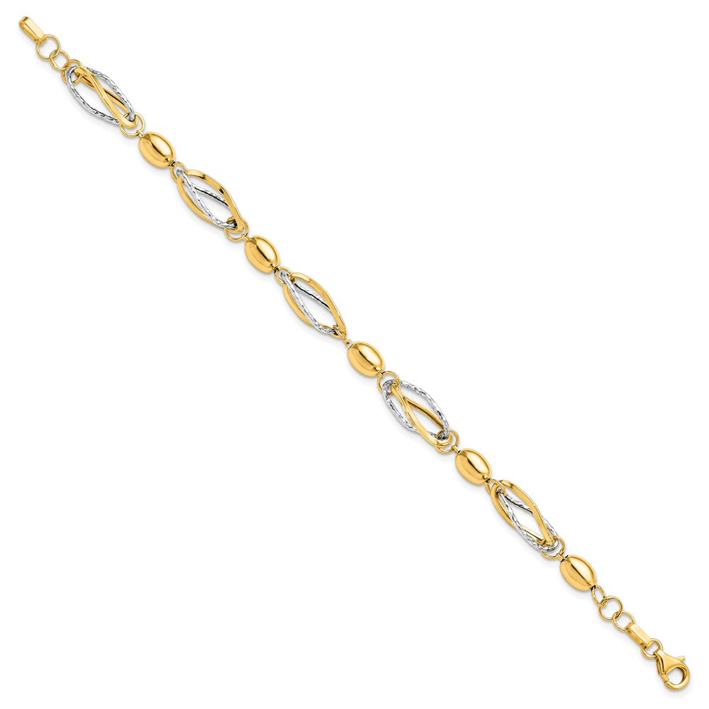 7 Zoll 14K Bicolor Poliert und Diamantiert Armband