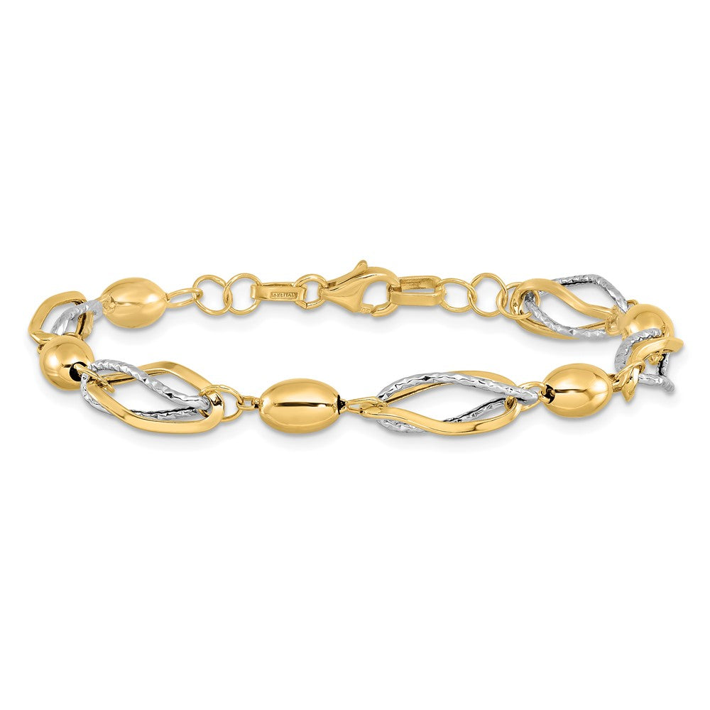 7 Zoll 14K Bicolor Poliert und Diamantiert Armband