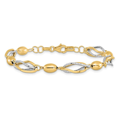 7 Zoll 14K Bicolor Poliert und Diamantiert Armband