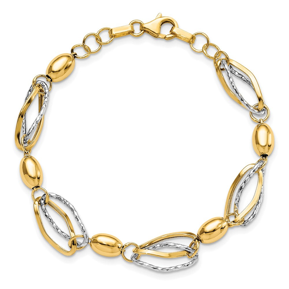 7 Zoll 14K Bicolor Poliert und Diamantiert Armband
