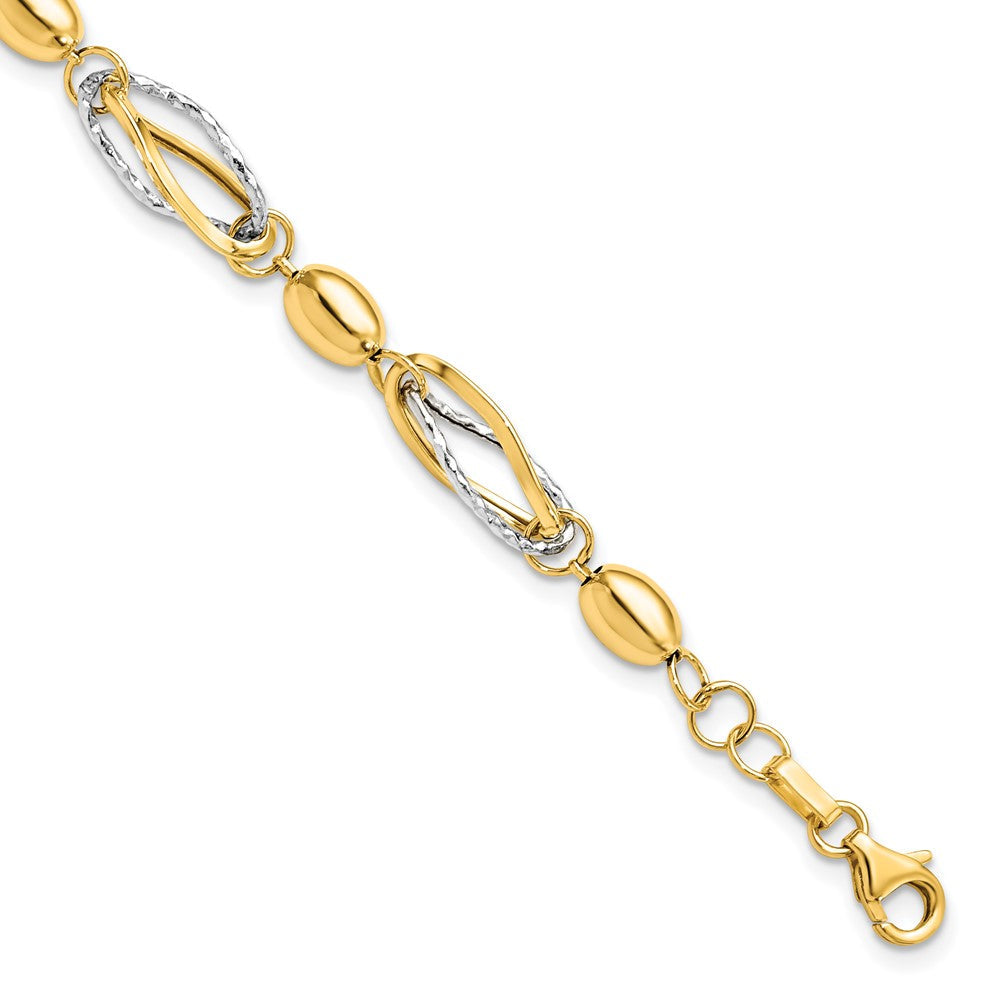 7 Zoll 14K Bicolor Poliert und Diamantiert Armband