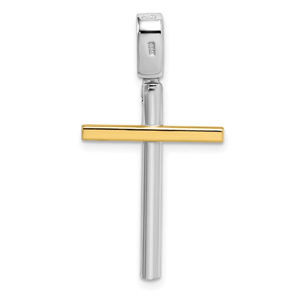14K Bicolor Poliert Kreuz Anhänger