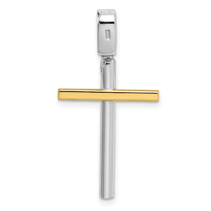 14K Bicolor Poliert Kreuz Anhänger