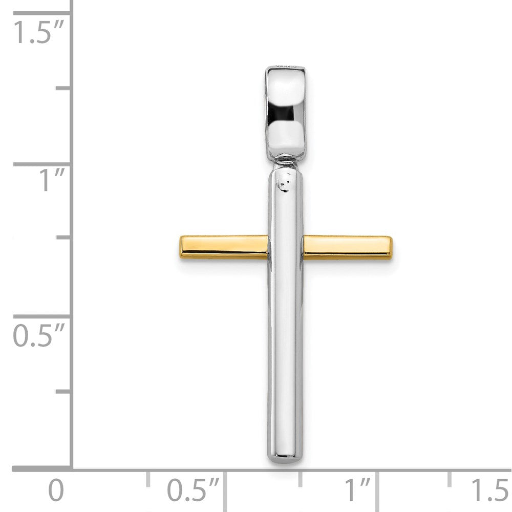 14K Bicolor Poliert Kreuz Anhänger