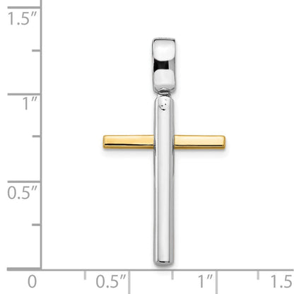 14K Bicolor Poliert Kreuz Anhänger