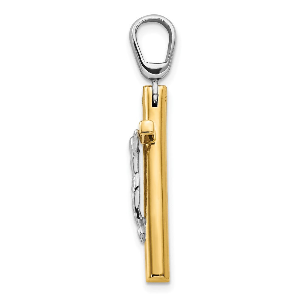 14K Bicolor Poliert Kruzifix Kreuz Anhänger