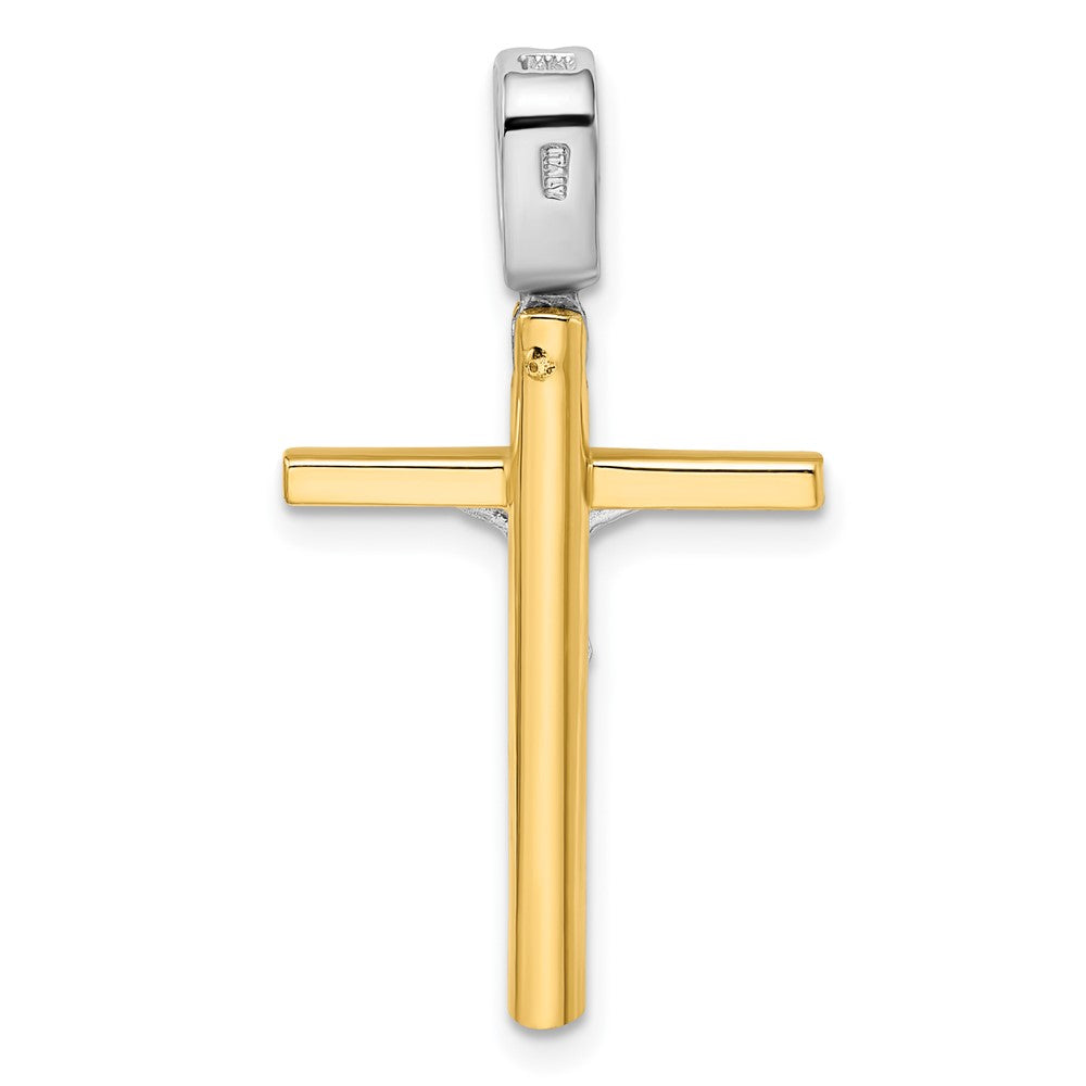 14K Bicolor Poliert Kruzifix Kreuz Anhänger