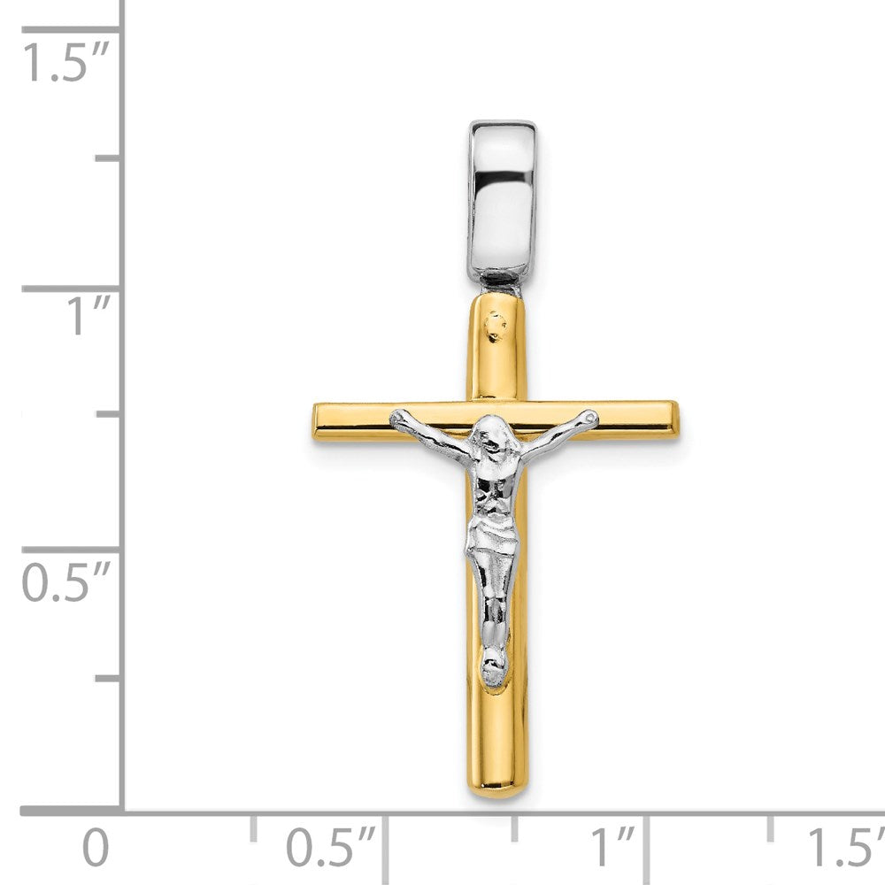 14K Bicolor Poliert Kruzifix Kreuz Anhänger