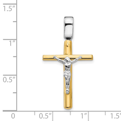 14K Bicolor Poliert Kruzifix Kreuz Anhänger