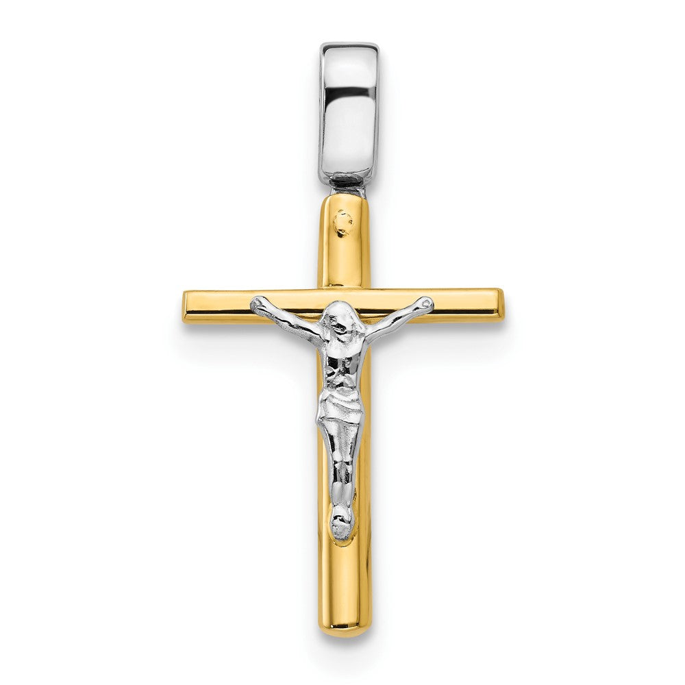 14K Bicolor Poliert Kruzifix Kreuz Anhänger