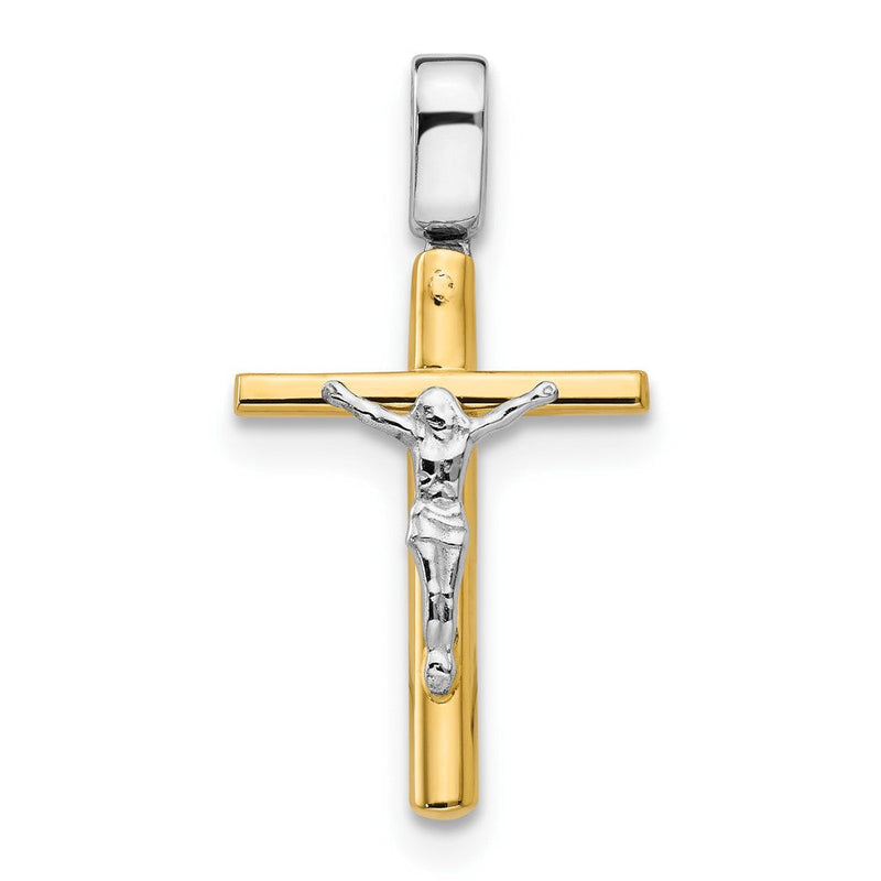 14K Bicolor Poliert Kruzifix Kreuz Anhänger