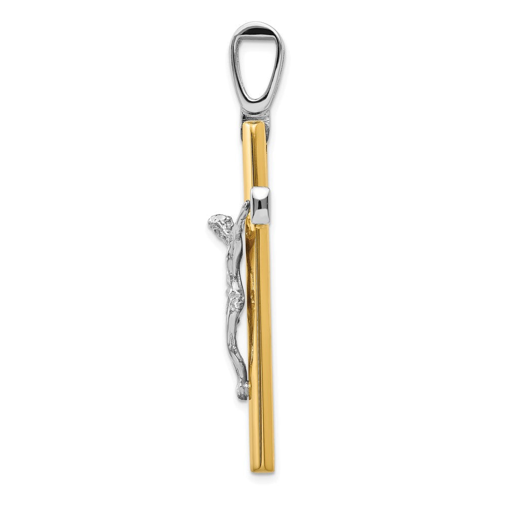 14K Bicolor Poliert Kruzifix Kreuz Anhänger